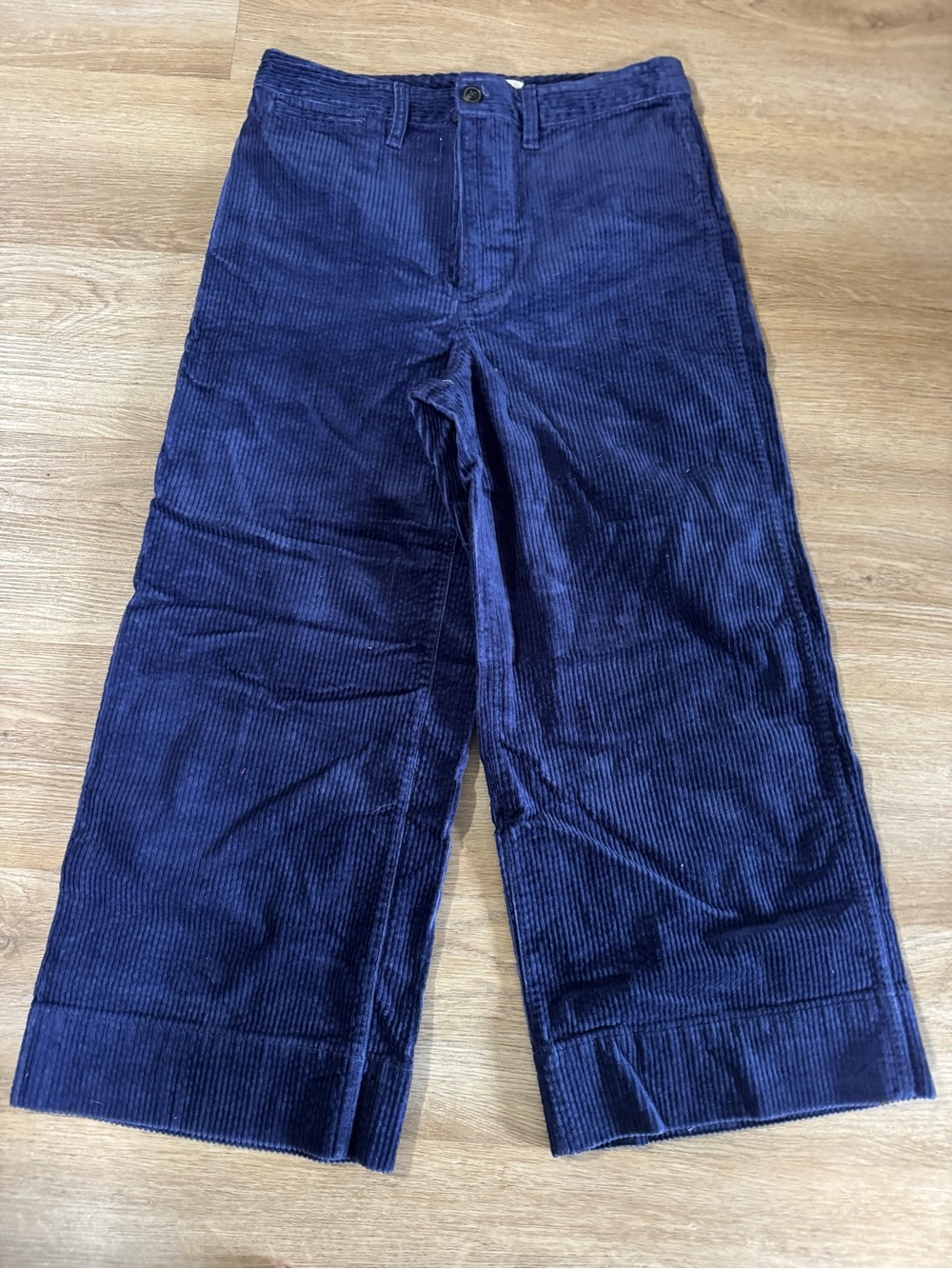 Madewell Navy Wide-Leg Corduroy Ankle Pants